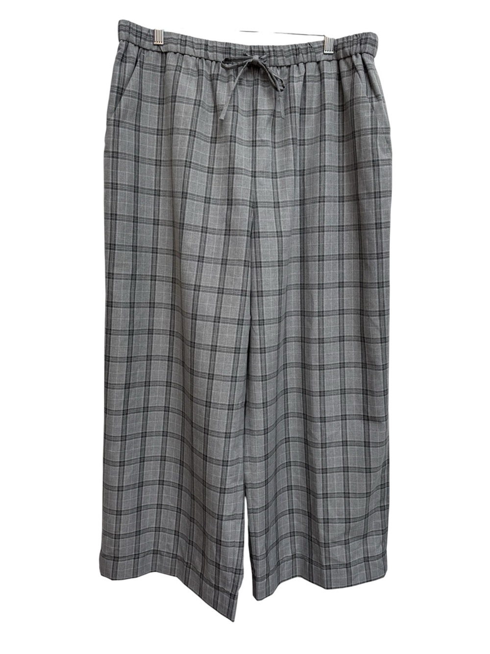 Aligne Dariel Check Plaid Wide Leg High Rise Pants Women Size 12 Gray Career